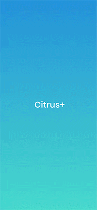 Gif of the Citrus app (app launch animation and dashboard)